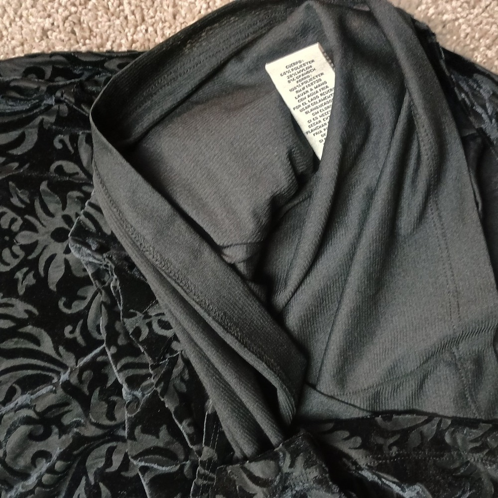Eci New York Black Velvet Floral Bell Sleeve Witch Halloween Dress Small - Picture 3 of 9